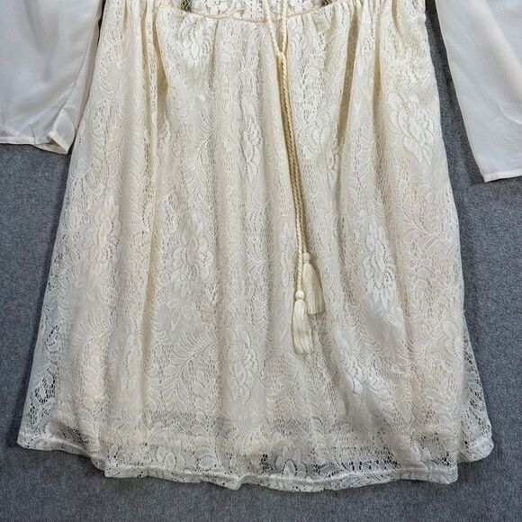 Flying Tomato Mini Dress Sheer Lace Womens Small Boho Tassel Peasant Embroidered - Picture 2 of 9
